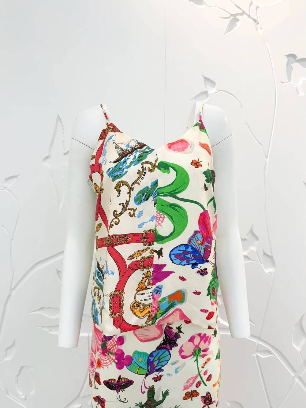 NEW LA PRESTIC OUISTON women's fragola sleeveless top in pink multi